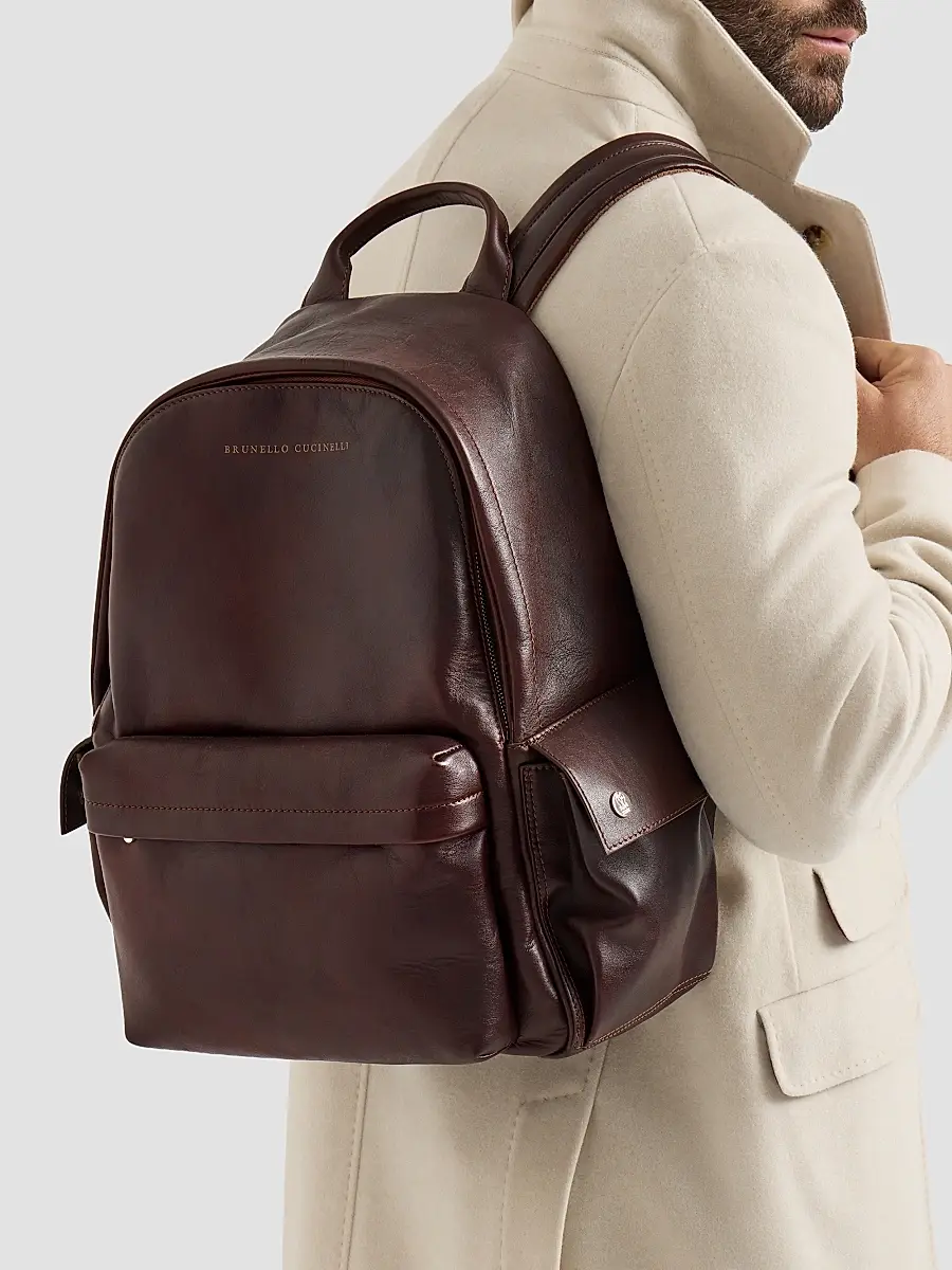 Brunello Cucinelli Men's Calfskin Travel Backpack | Thumbnail 2