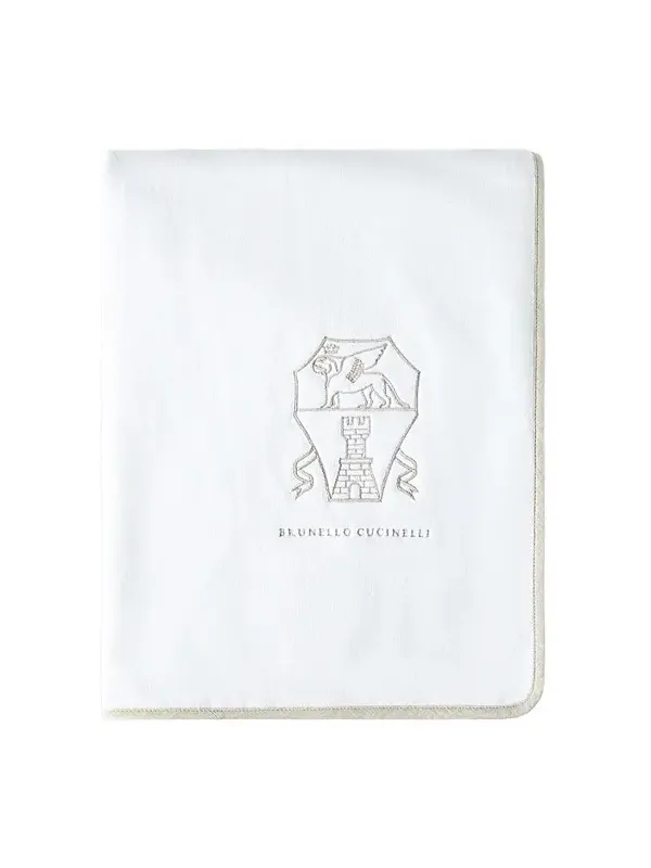 Brunello Cucinelli Cotton Terrycloth Towel with Embroidery - White