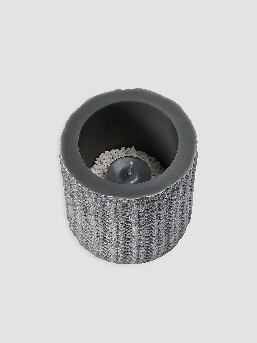 Brunello Cucinelli Small Wax Lantern with English Rib Knit Effect | Thumbnail 2 Brunello Cucinelli Small Wax Lantern with English Rib Knit Effect | Thumbnail 2
