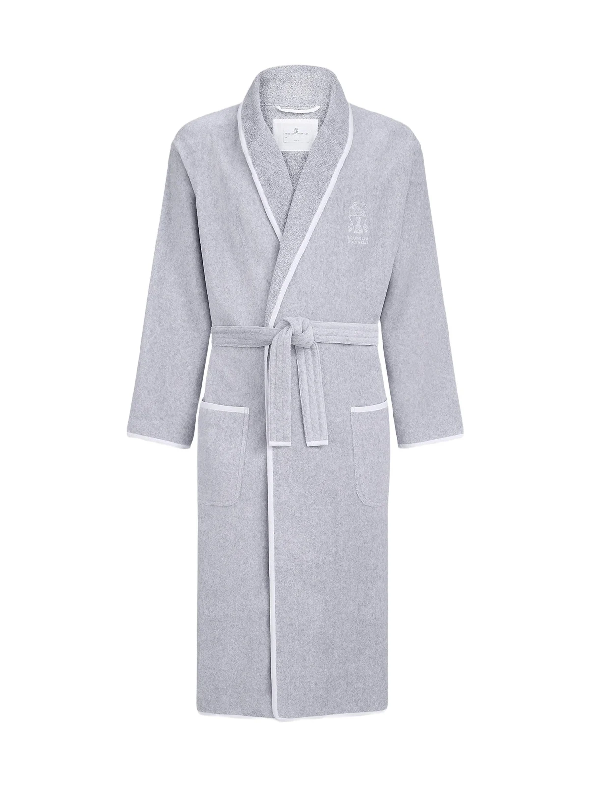 Women's Cotton Terrycloth Bathrobe with Linen Trims - Medium Grey Women's Cotton Terrycloth Bathrobe with Linen Trims - Medium Grey
