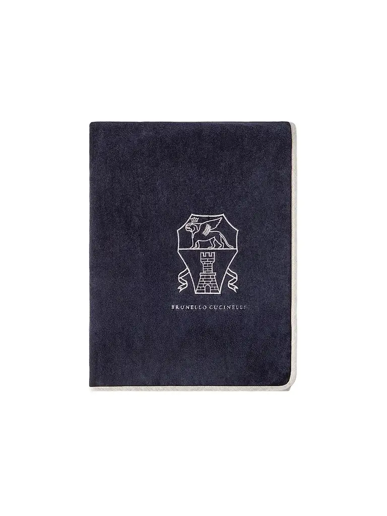 Brunello Cucinelli Cotton Terrycloth Towel with Embroidery - Navy Blue | Image 1 Brunello Cucinelli Cotton Terrycloth Towel with Embroidery - Navy Blue | Image 1