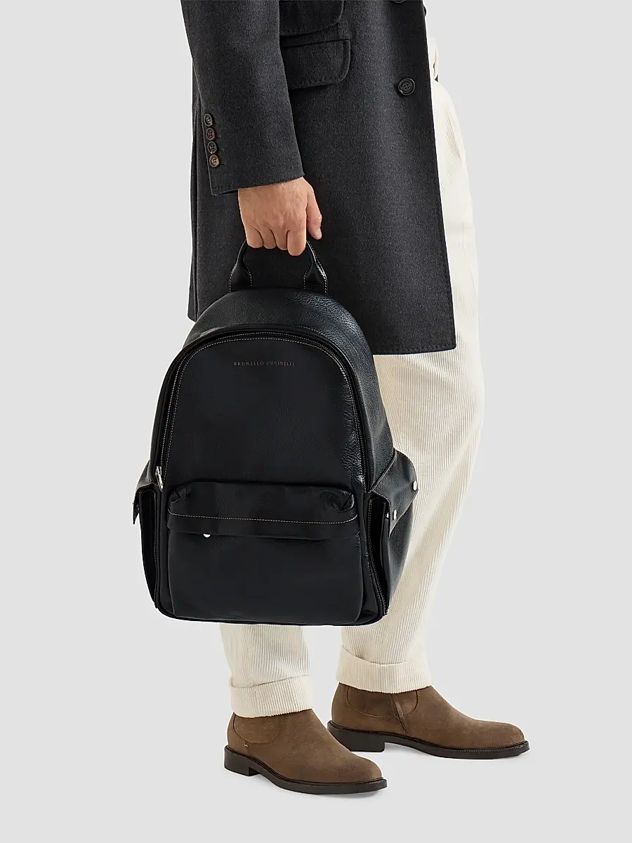 Brunello Cucinelli Men's Grained Calfskin Travel Backpack | Thumbnail 2