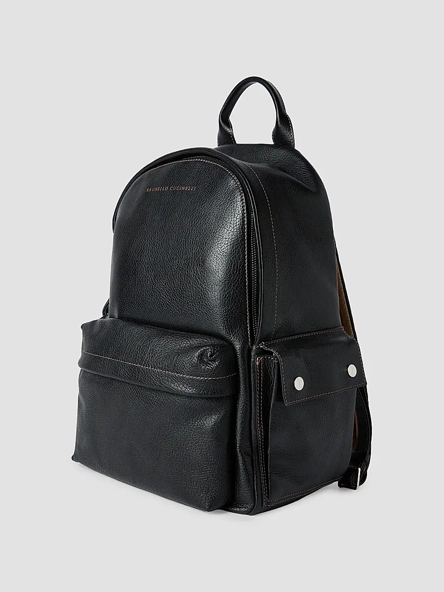 Brunello Cucinelli Men's Grained Calfskin Travel Backpack | Thumbnail 4
