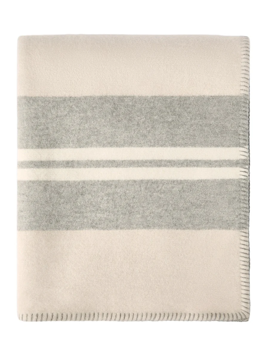 Brunello Cucinelli Cashmere Regimental Stripe Double Knit Throw