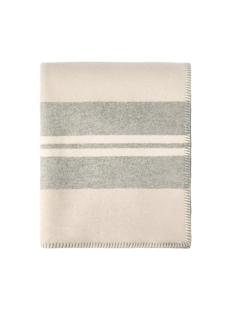 Brunello Cucinelli Cashmere Regimental Stripe Double Knit Throw - Beige | Image 1 Brunello Cucinelli Cashmere Regimental Stripe Double Knit Throw - Beige | Image 1