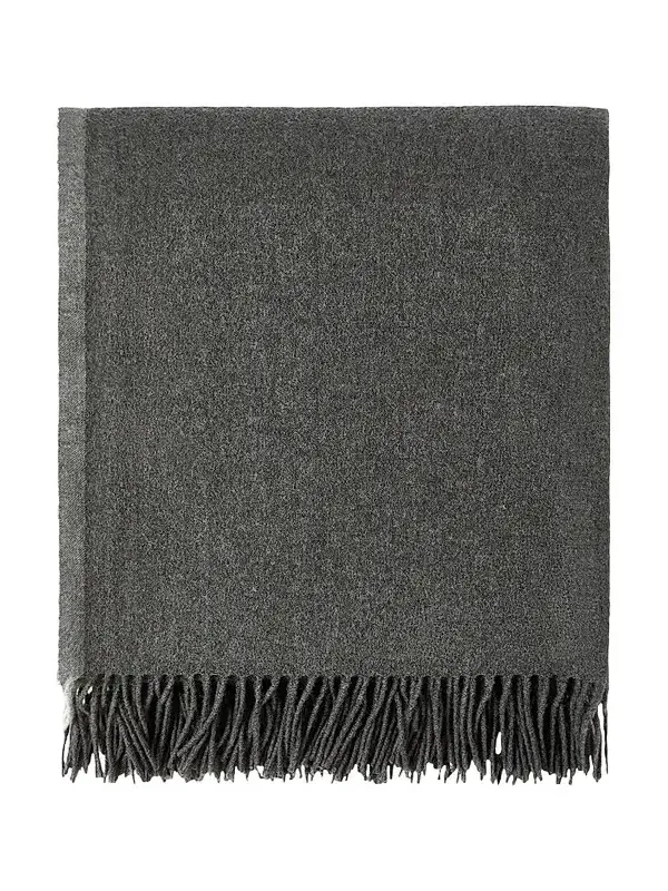 Brunello Cucinelli Cashmere Travel Throw with Selvedge and Fringe - Dark Grey