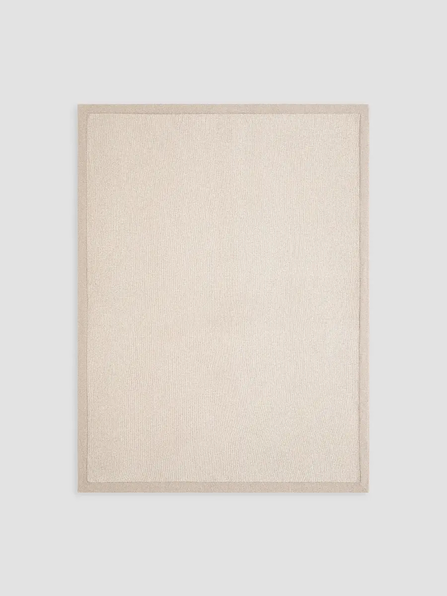 Brunello Cucinelli Cashmere English Rib Knit Throw with Contrast Borders - Hazelnut | Thumbnail 2 Brunello Cucinelli Cashmere English Rib Knit Throw with Contrast Borders - Hazelnut | Thumbnail 2