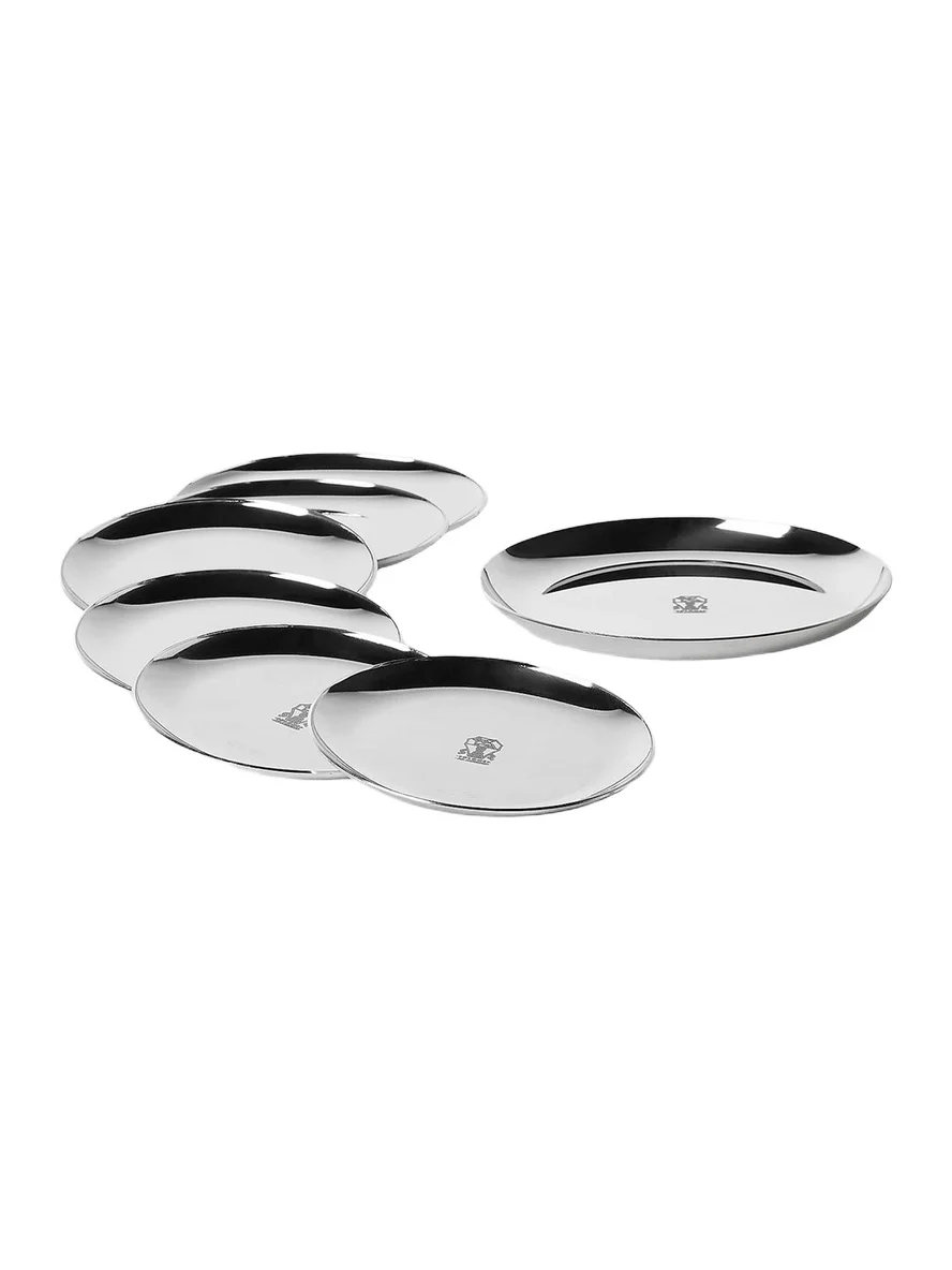 Brunello Cucinelli Silver Plated Steel Bottle Coaster Set with 6 Coasters - Silver
