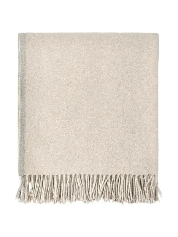 Brunello Cucinelli Cashmere Travel Throw with Selvedge and Fringe - Sand