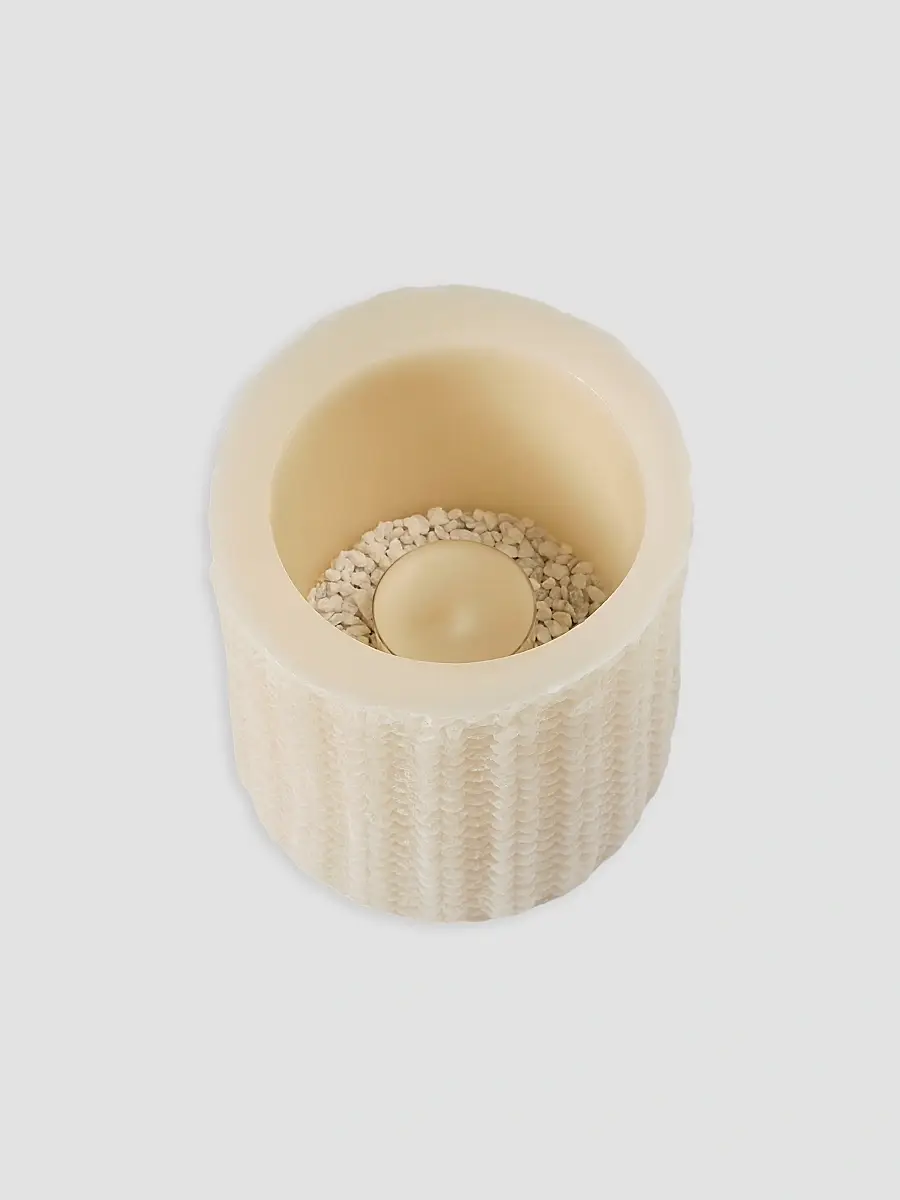 Brunello Cucinelli Small Wax Lantern with English Rib Knit Effect | Thumbnail 2 Brunello Cucinelli Small Wax Lantern with English Rib Knit Effect | Thumbnail 2