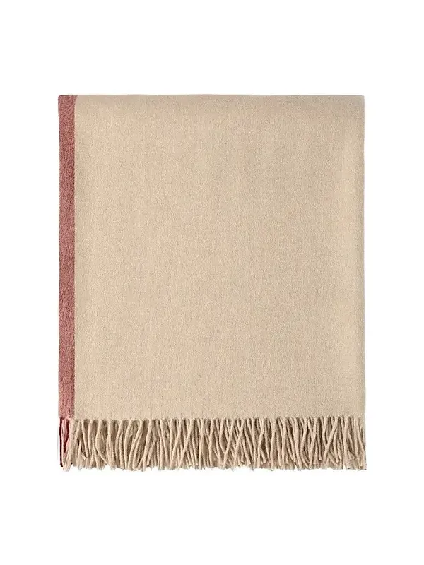 Brunello Cucinelli Cashmere Travel Throw with Selvedge and Fringe - Cool Beige