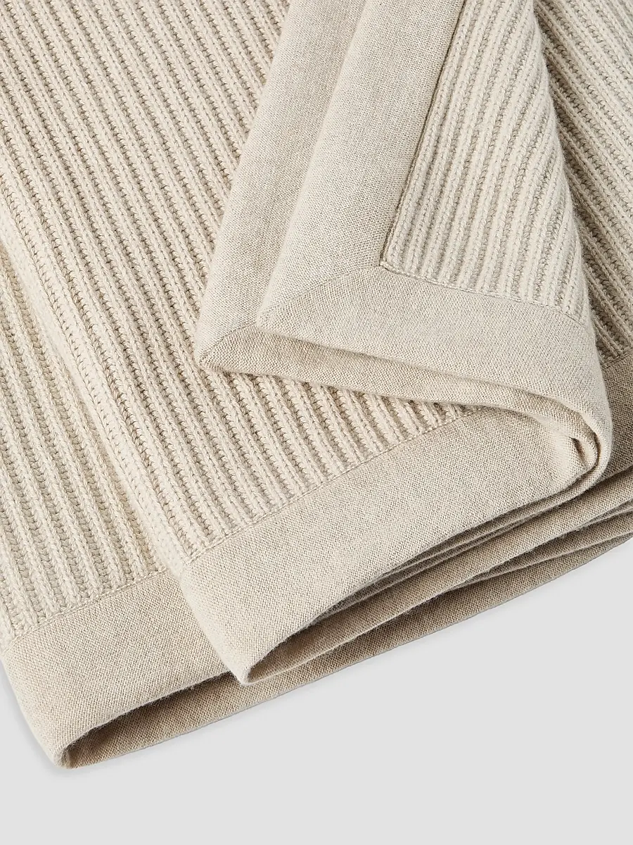 Brunello Cucinelli Cashmere Half English Rib Knit Throw | Thumbnail 2