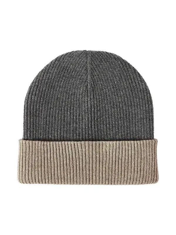 Men's Cashmere Double Knit Ribbed Beanie Men's Cashmere Double Knit Ribbed Beanie