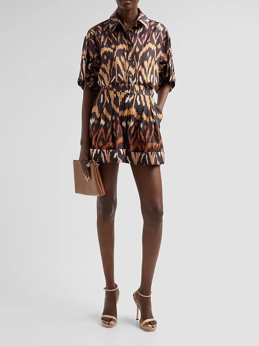 Zimmermann Women's Aster Silk Ikat-Inspired Shorts | Thumbnail 2