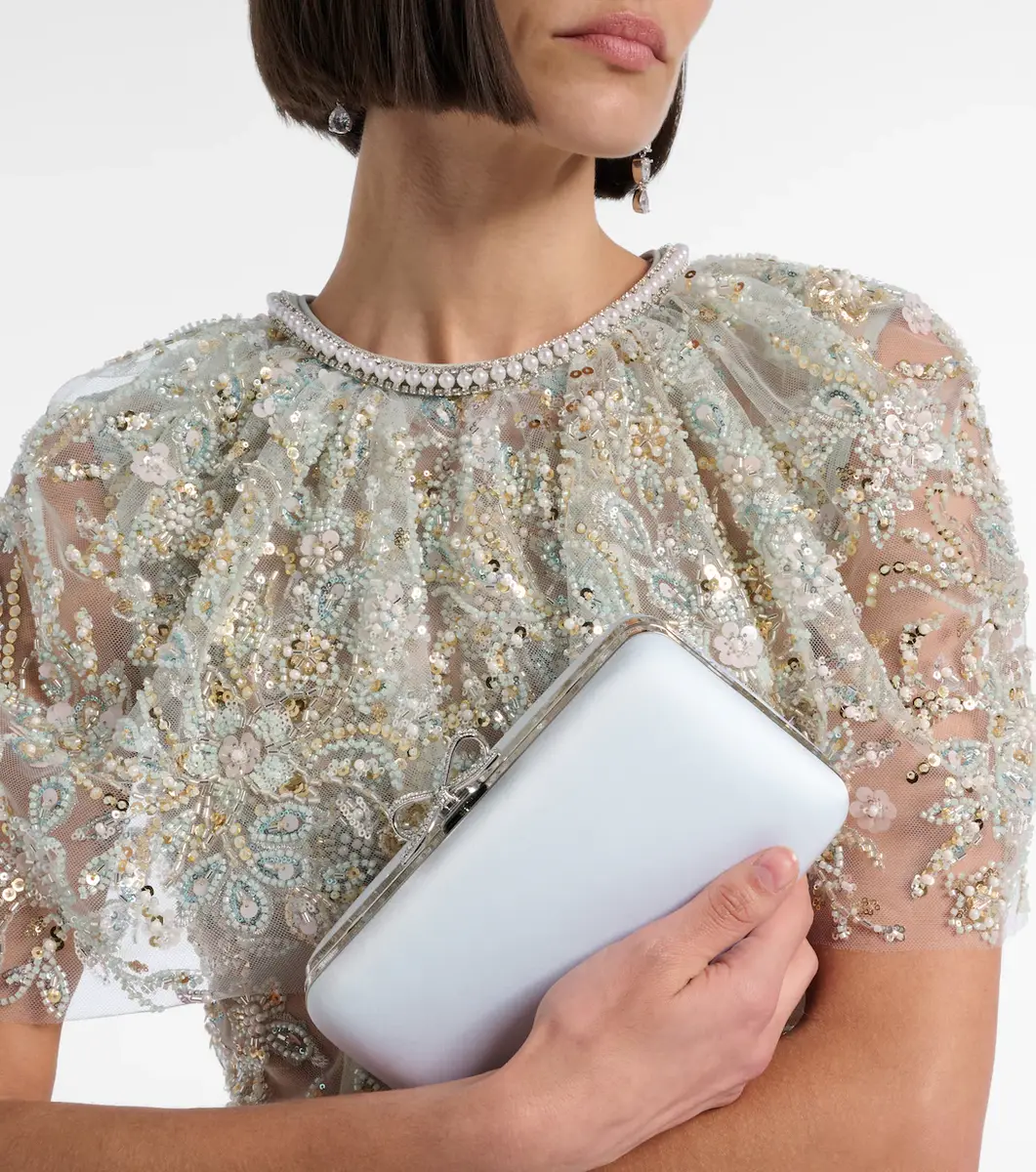 Self-Portrait Bow embellished satin clutch | Thumbnail 3 Self-Portrait Bow embellished satin clutch | Thumbnail 3