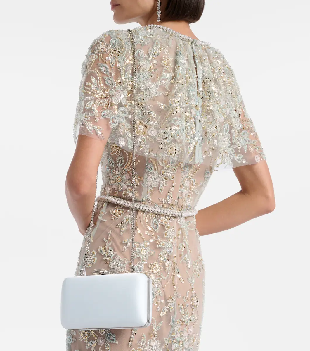 Self-Portrait Bow embellished satin clutch | Thumbnail 7 Self-Portrait Bow embellished satin clutch | Thumbnail 7