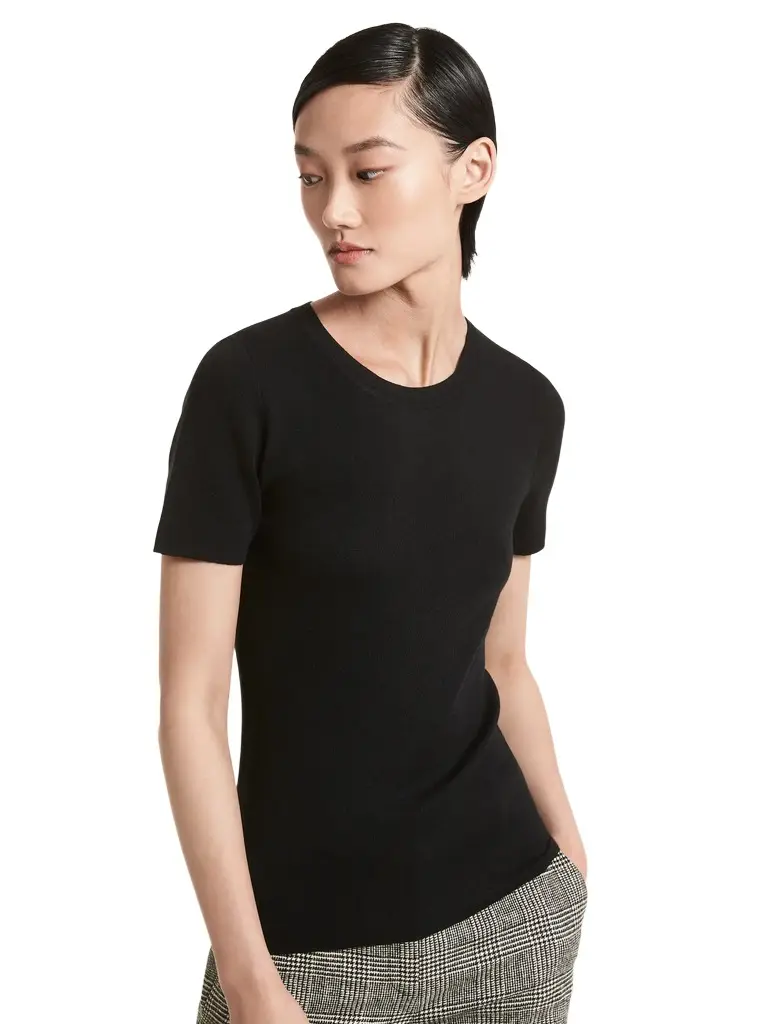Michael Kors Collection Cashmere Short-Sleeve Sweater in | Image 1 Michael Kors Collection Cashmere Short-Sleeve Sweater in | Image 1