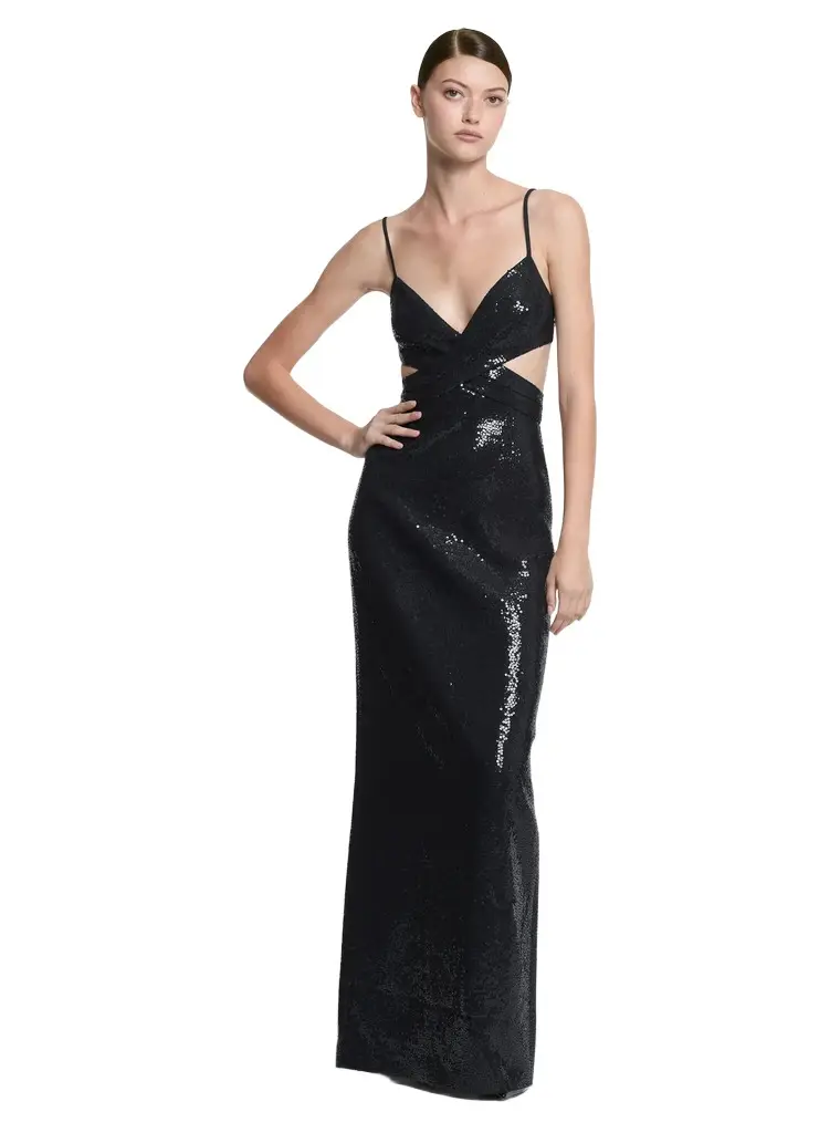 Michael Kors Collection Hand-Embroidered Sequin Double Crepe Sablé Cutout Gown | Image 1 Michael Kors Collection Hand-Embroidered Sequin Double Crepe Sablé Cutout Gown | Image 1