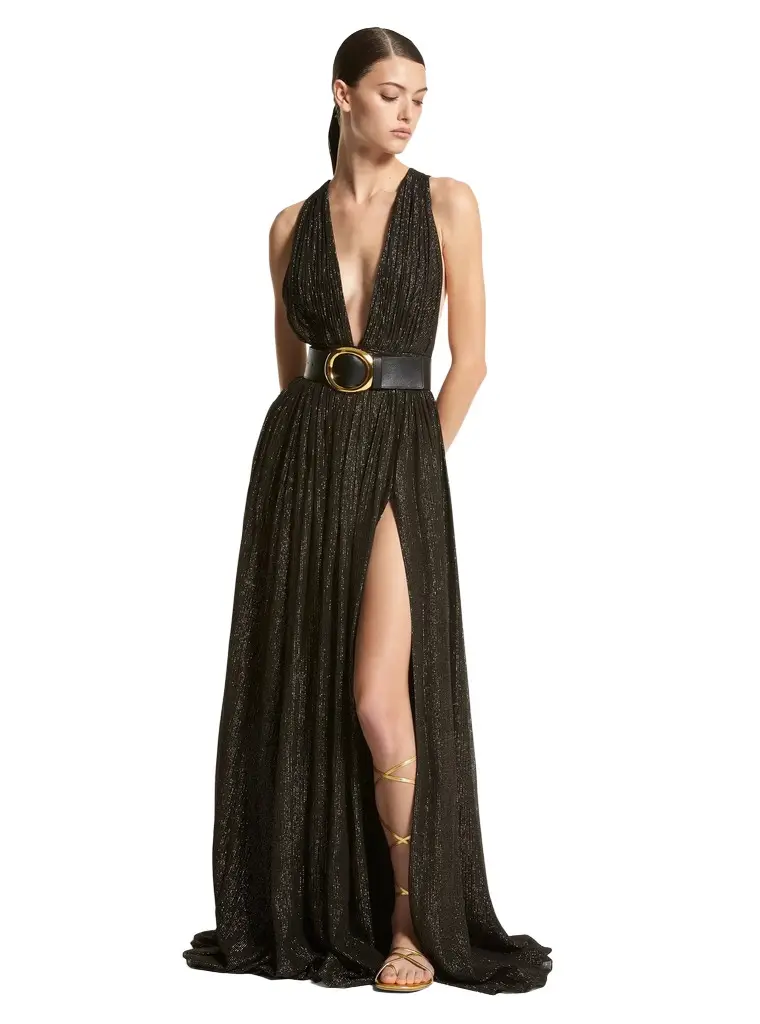 Michael Kors Collection Hutton Metallic Striped Lamé Chiffon Gown | Image 1 Michael Kors Collection Hutton Metallic Striped Lamé Chiffon Gown | Image 1