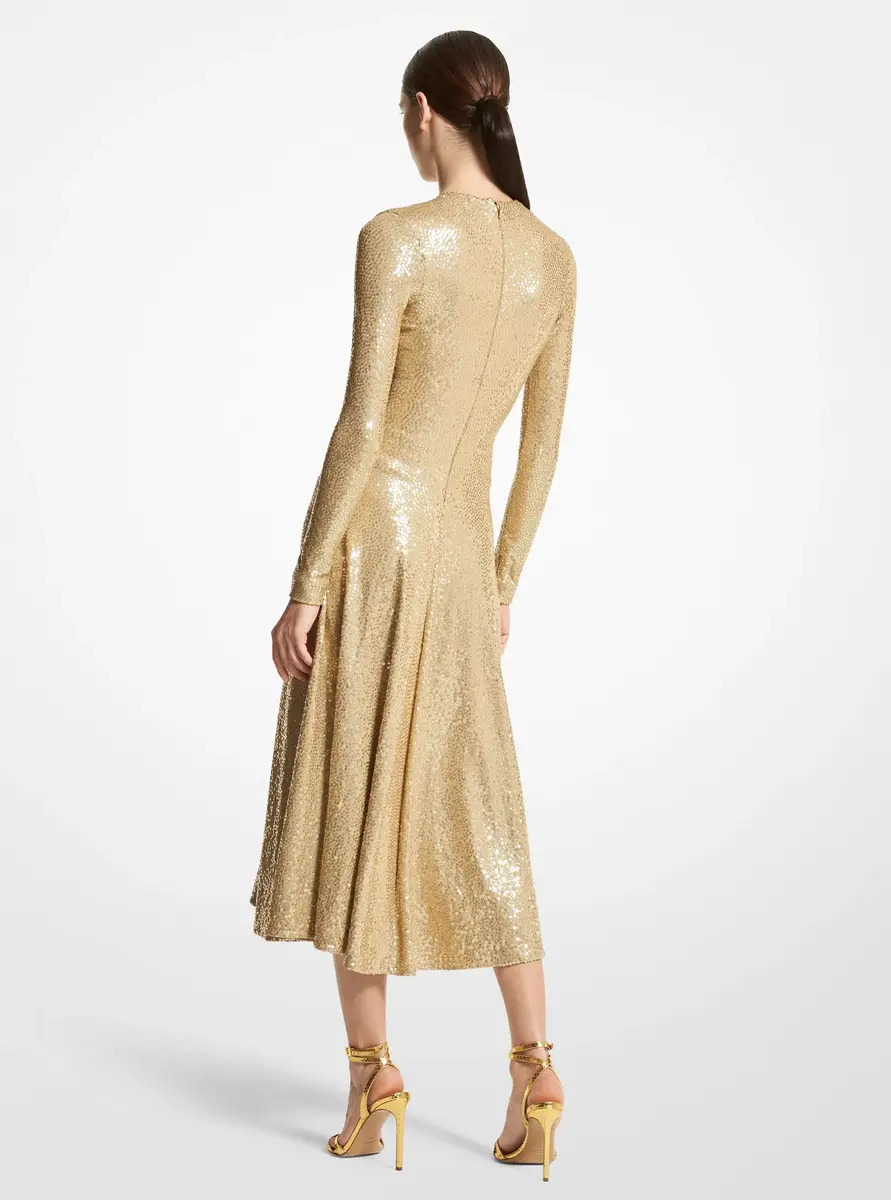 Michael Kors Collection Hand-Embroidered Sequin Stretch Jersey Dance Dress in Natural | Thumbnail 2 Michael Kors Collection Hand-Embroidered Sequin Stretch Jersey Dance Dress in Natural | Thumbnail 2