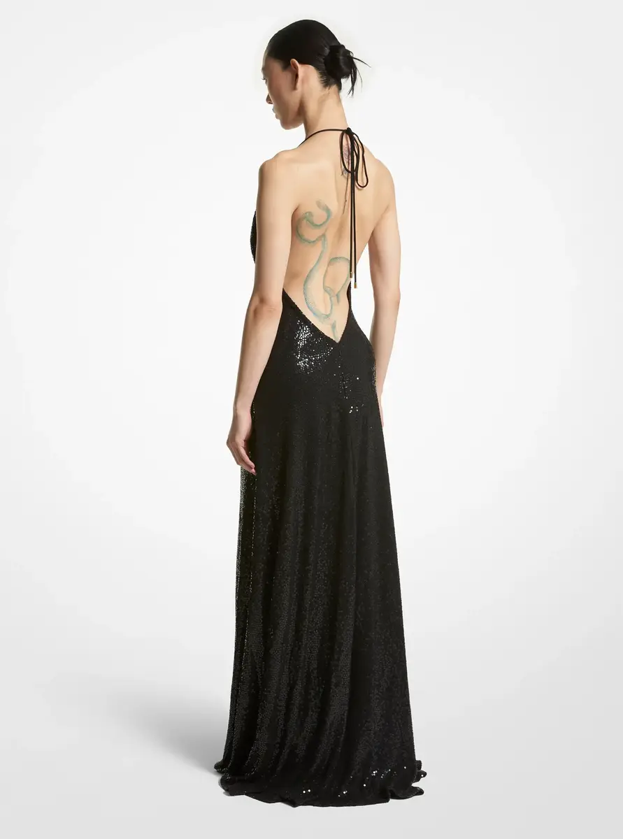Michael Kors Collection Hand-Embroidered Sequin Viscose Cowl Gown in | Thumbnail 2 Michael Kors Collection Hand-Embroidered Sequin Viscose Cowl Gown in | Thumbnail 2