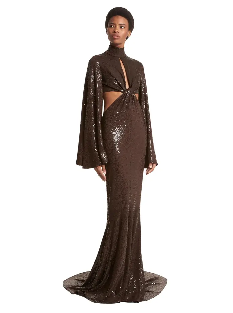 Michael Kors Collection Hand-Embroidered Sequin Stretch Matte Jersey Fishtail Gown | Image 1 Michael Kors Collection Hand-Embroidered Sequin Stretch Matte Jersey Fishtail Gown | Image 1