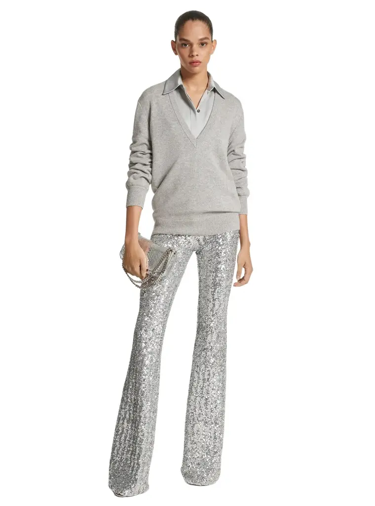 Michael Kors Collection Sequined Stretch Tulle Flared Pants | Image 1 Michael Kors Collection Sequined Stretch Tulle Flared Pants | Image 1