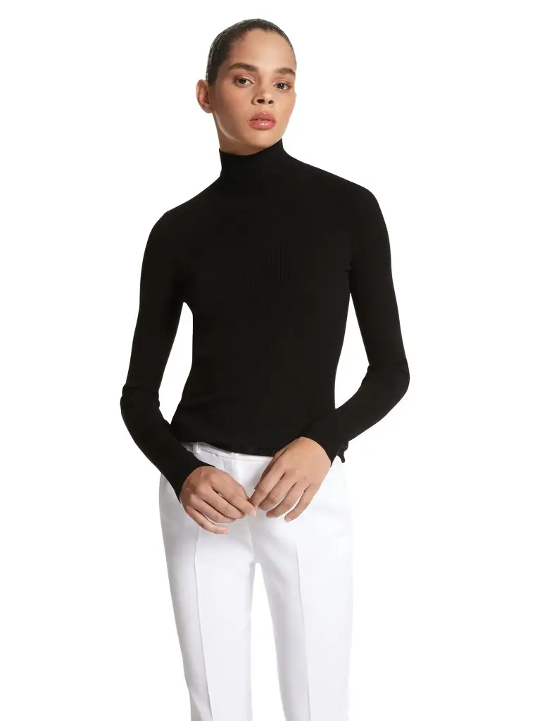 Michael Kors Collection Ribbed Stretch Viscose Turtleneck Sweater | Image 1 Michael Kors Collection Ribbed Stretch Viscose Turtleneck Sweater | Image 1