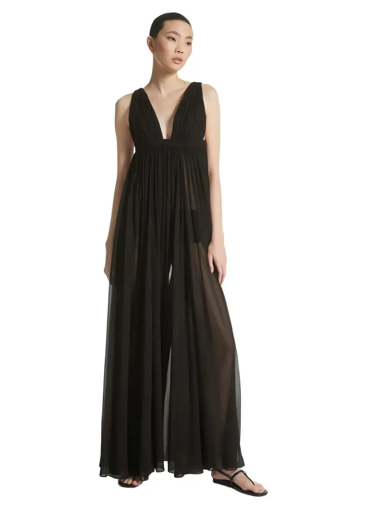 Michael Kors Collection Silk Chiffon Empire Goddess Gown in | Image 1 Michael Kors Collection Silk Chiffon Empire Goddess Gown in | Image 1