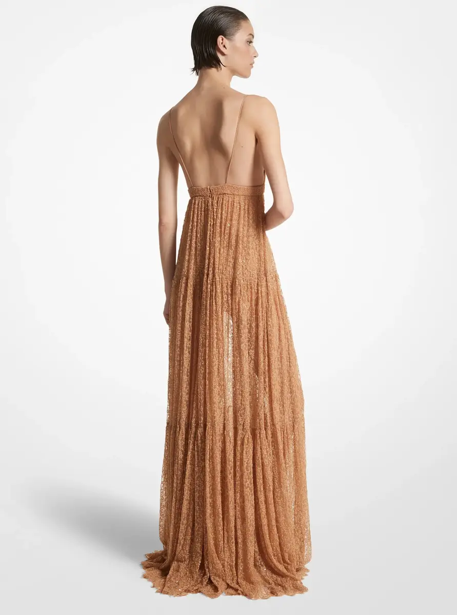 Michael Kors Collection Hand-Embroidered Sequin Chantilly Lace Slip Gown in Black | Thumbnail 2 Michael Kors Collection Hand-Embroidered Sequin Chantilly Lace Slip Gown in Black | Thumbnail 2
