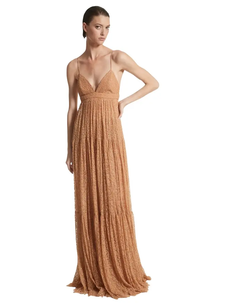 Michael Kors Collection Hand-Embroidered Sequin Chantilly Lace Slip Gown | Image 1 Michael Kors Collection Hand-Embroidered Sequin Chantilly Lace Slip Gown | Image 1