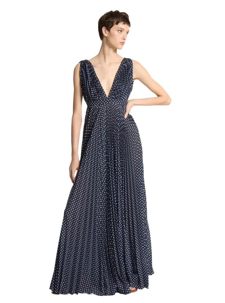 Michael Kors Collection Polka Dot Georgette Pleated Gown | Image 1 Michael Kors Collection Polka Dot Georgette Pleated Gown | Image 1