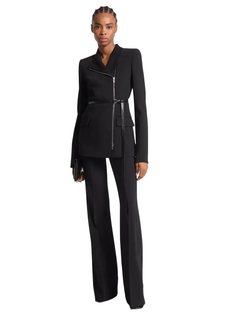 Michael Kors Collection Stretch Wool Crepe Side-Zip Jacket | Image 1 Michael Kors Collection Stretch Wool Crepe Side-Zip Jacket | Image 1