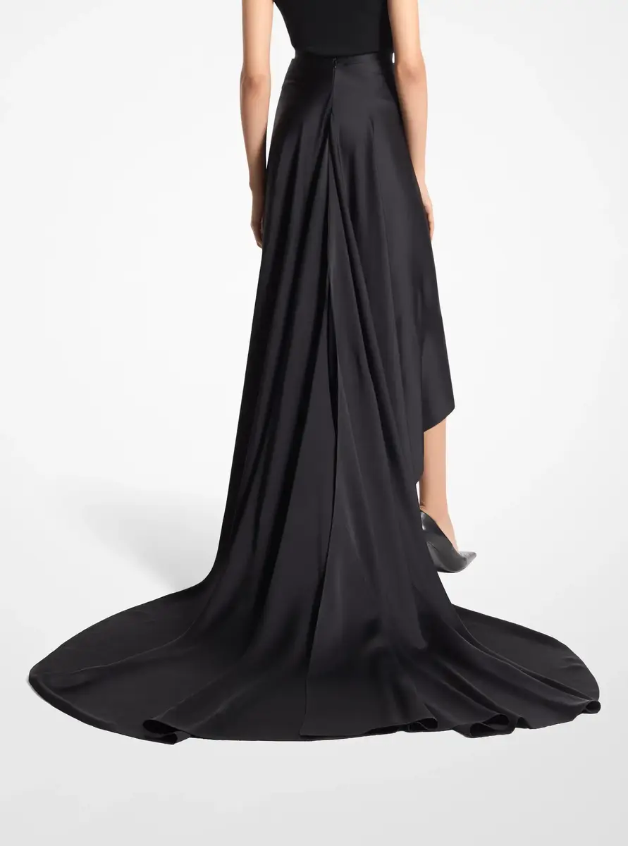 Michael Kors Collection Satin Charmeuse Skirt With Train in Black | Thumbnail 2 Michael Kors Collection Satin Charmeuse Skirt With Train in Black | Thumbnail 2