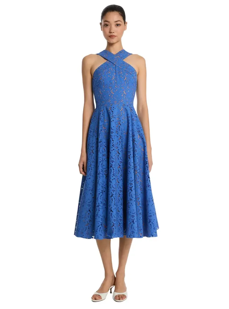 Michael Kors Collection Cotton Eyelet Halter Dress | Image 1 Michael Kors Collection Cotton Eyelet Halter Dress | Image 1