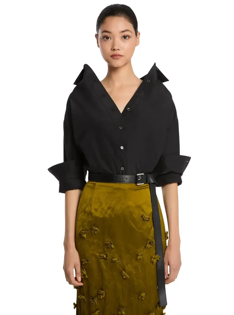 Michael Kors Collection Silk and Cotton Taffeta Portrait Collar Shirt | Image 1 Michael Kors Collection Silk and Cotton Taffeta Portrait Collar Shirt | Image 1