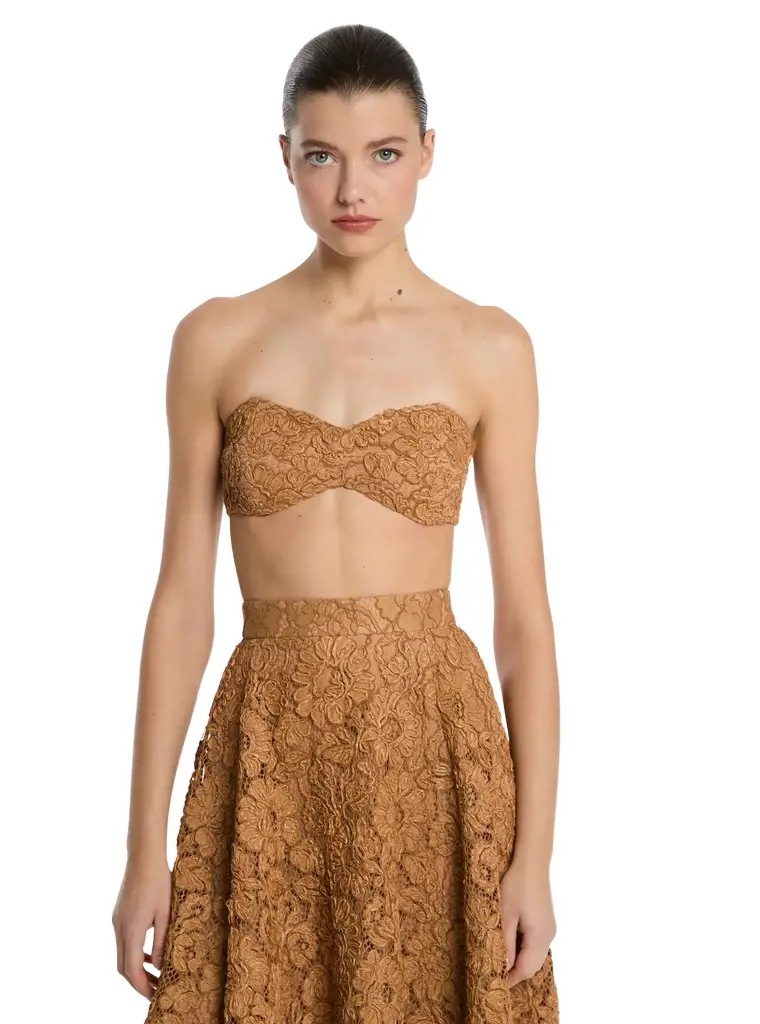 Michael Kors Collection Hand-Embroidered Floral Lace Bandeau Top | Image 1 Michael Kors Collection Hand-Embroidered Floral Lace Bandeau Top | Image 1
