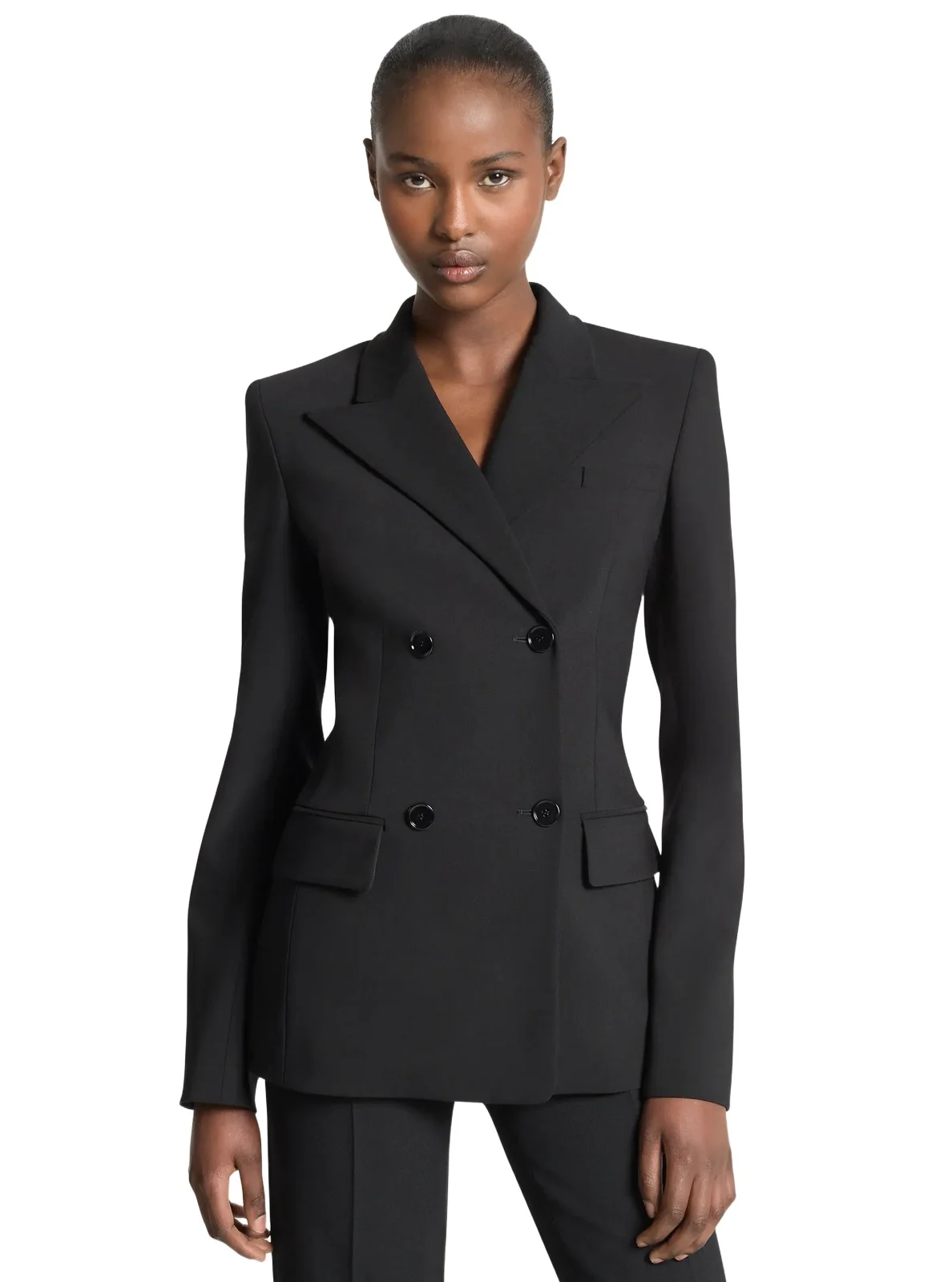 Stretch Wool Crepe Blazer in Black Stretch Wool Crepe Blazer in Black