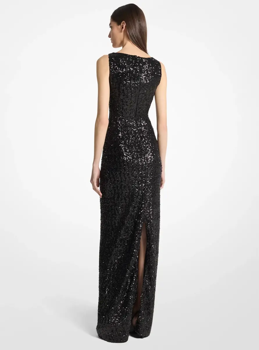 Michael Kors Collection Sequined Stretch Tulle Gown in Black | Thumbnail 2 Michael Kors Collection Sequined Stretch Tulle Gown in Black | Thumbnail 2
