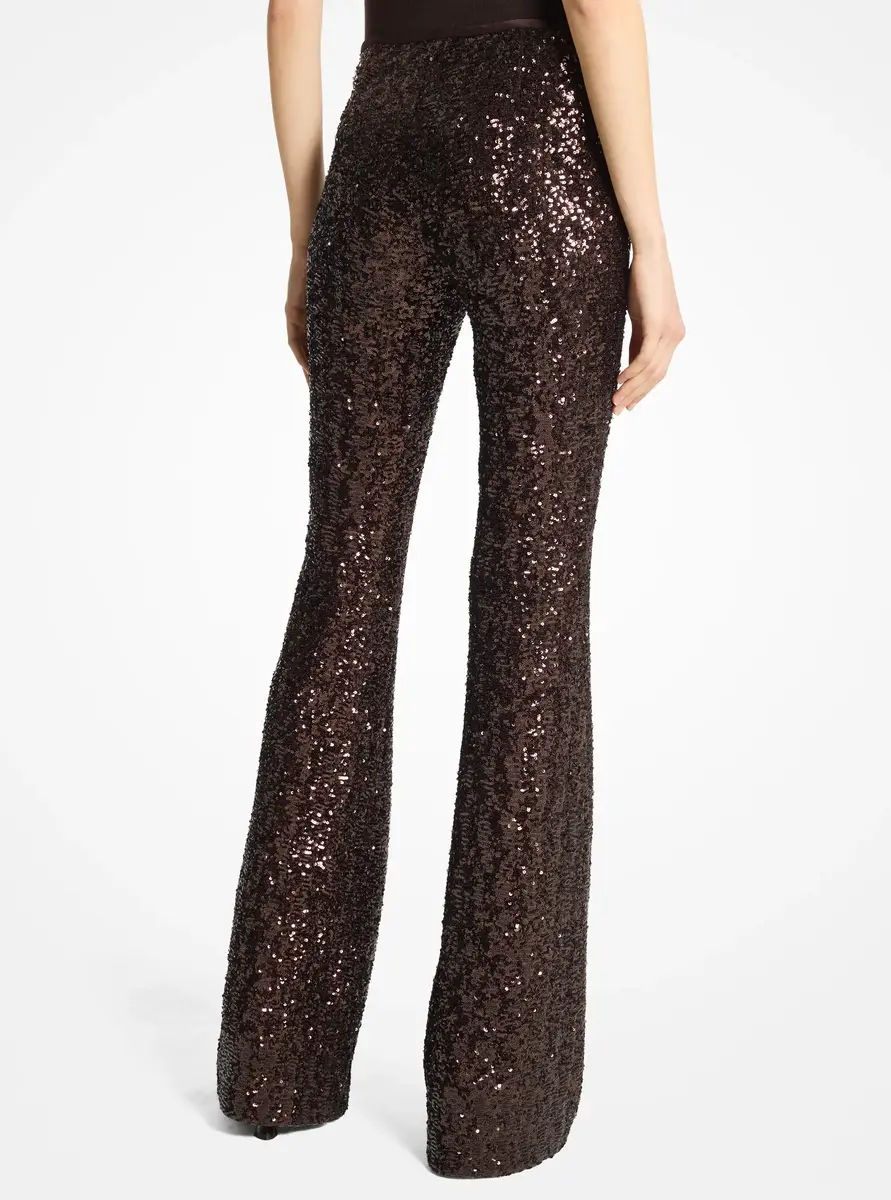 Michael Kors Collection Sequined Stretch Flared Pants in Brown | Thumbnail 2 Michael Kors Collection Sequined Stretch Flared Pants in Brown | Thumbnail 2