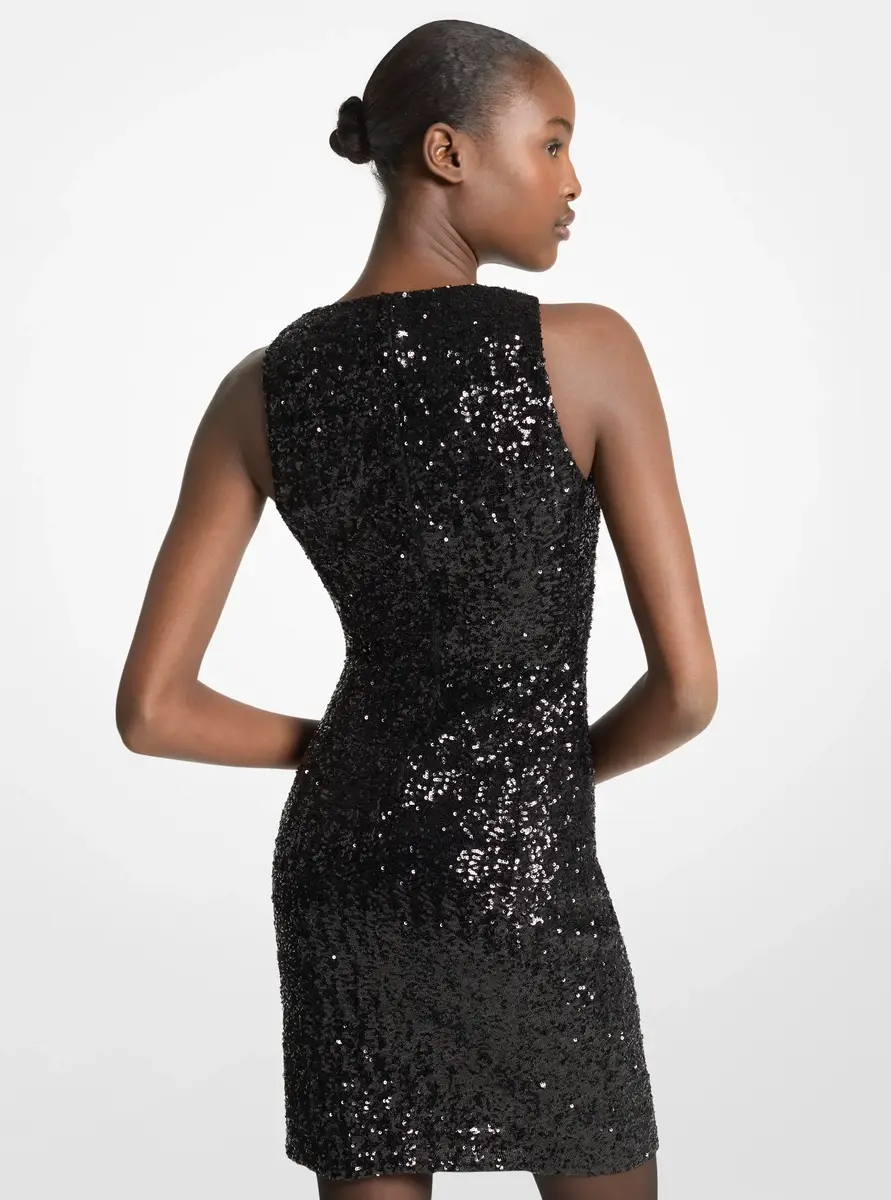 Michael Kors Collection Sequined Stretch Mini Dress in Black | Thumbnail 2 Michael Kors Collection Sequined Stretch Mini Dress in Black | Thumbnail 2