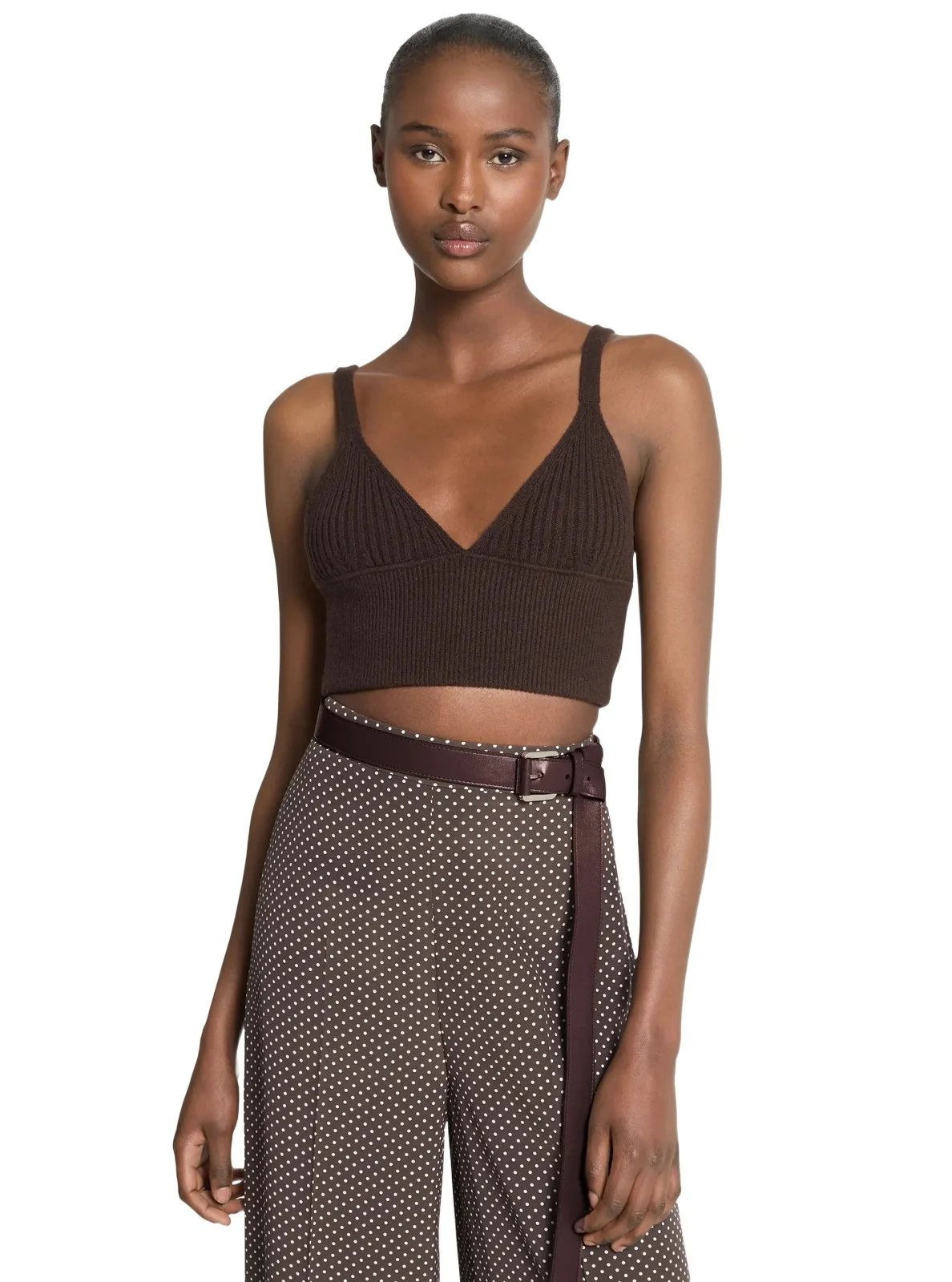 Michael Kors Collection Stretch Cashmere Bralette in Brown