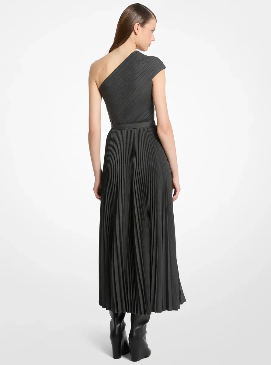 Michael Kors Collection Pleated Stretch Wool One-Shoulder Dress in Grey | Thumbnail 2 Michael Kors Collection Pleated Stretch Wool One-Shoulder Dress in Grey | Thumbnail 2