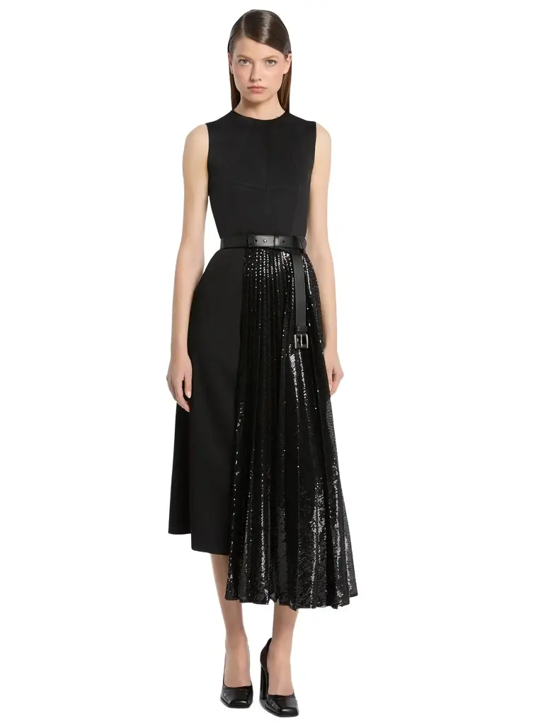 Michael Kors Collection Hand-Embroidered Sequin Tulle and Satin Sheath Dress | Image 1 Michael Kors Collection Hand-Embroidered Sequin Tulle and Satin Sheath Dress | Image 1