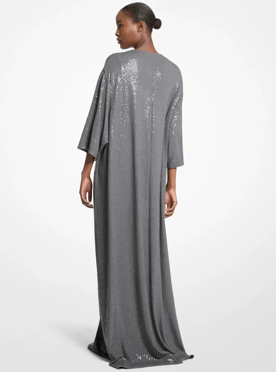 Michael Kors Collection Hand-Embroidered Sequin Stretch Jersey Caftan Gown in Grey | Thumbnail 2 Michael Kors Collection Hand-Embroidered Sequin Stretch Jersey Caftan Gown in Grey | Thumbnail 2