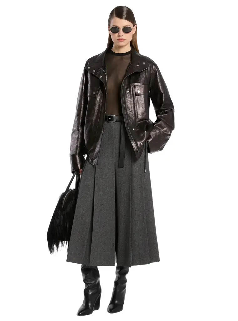 Michael Kors Collection Washed Leather Bomber Jacket | Image 1 Michael Kors Collection Washed Leather Bomber Jacket | Image 1