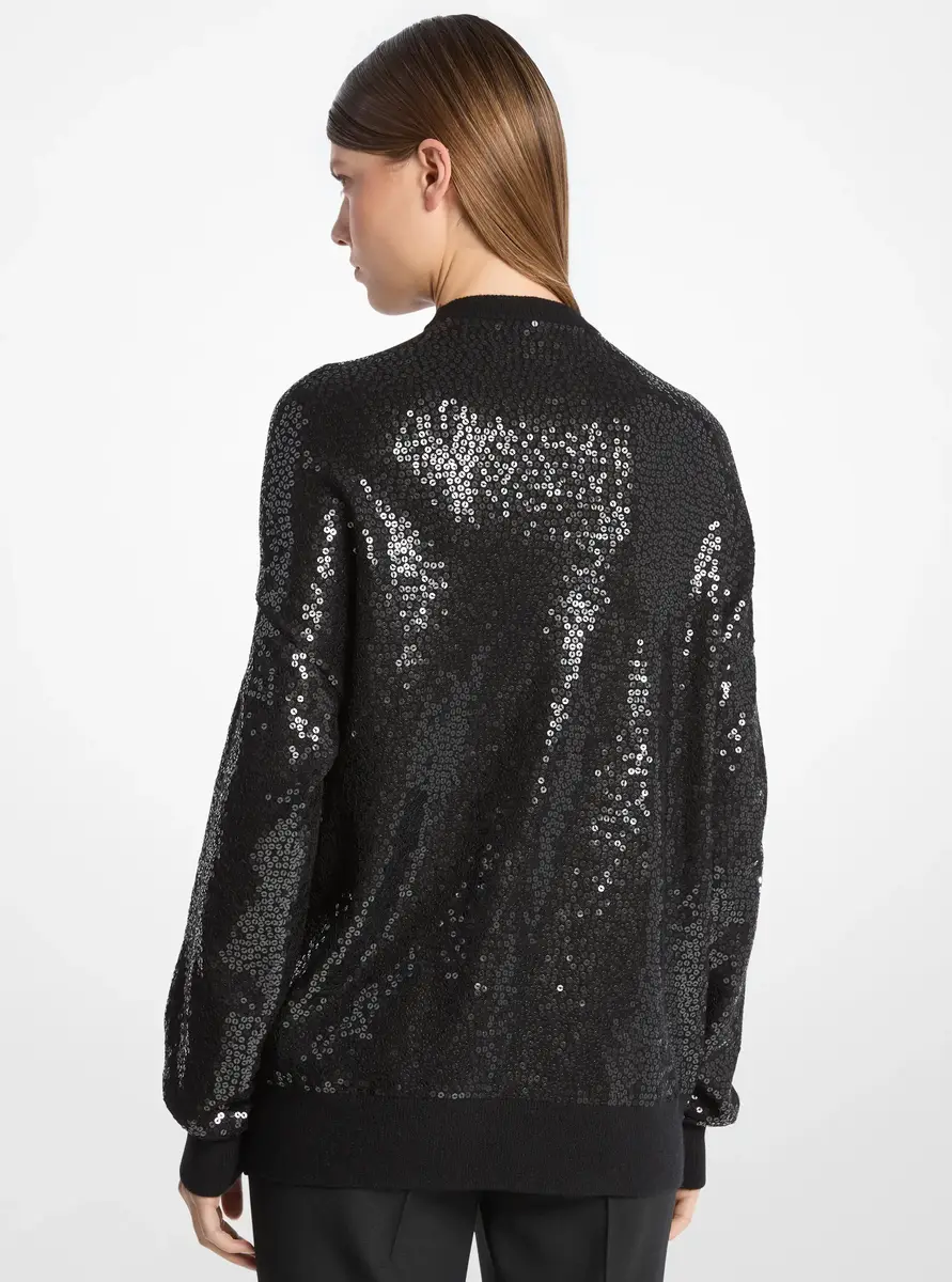 Michael Kors Collection Hand-Embroidered Sequin Cashmere Scarf-Effect Sweater in Black | Thumbnail 2 Michael Kors Collection Hand-Embroidered Sequin Cashmere Scarf-Effect Sweater in Black | Thumbnail 2