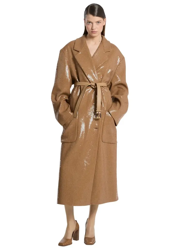 Michael Kors Collection Hand-Embroidered Sequin Wool Slouch Coat | Image 1 Michael Kors Collection Hand-Embroidered Sequin Wool Slouch Coat | Image 1