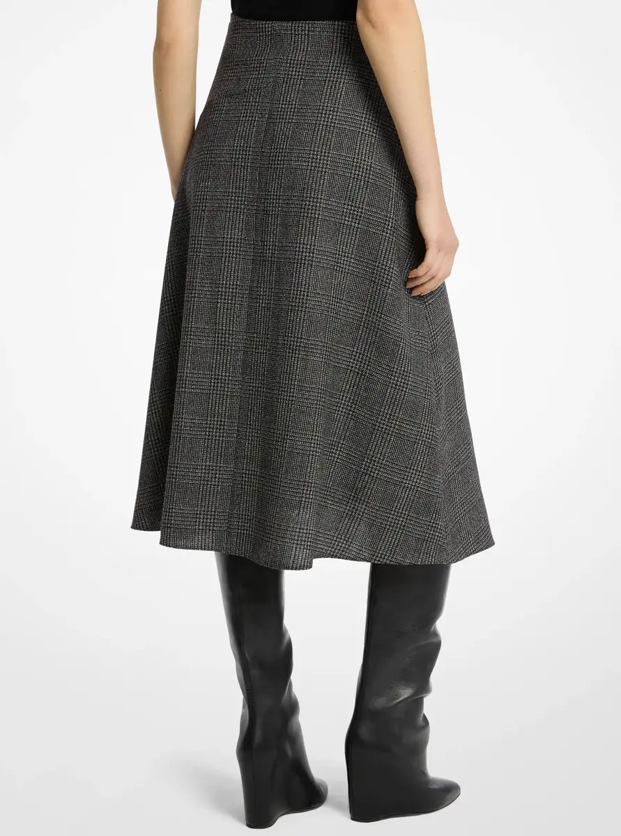 Michael Kors Collection Draped Glen Plaid Wool Wrap Skirt in Black | Thumbnail 2 Michael Kors Collection Draped Glen Plaid Wool Wrap Skirt in Black | Thumbnail 2