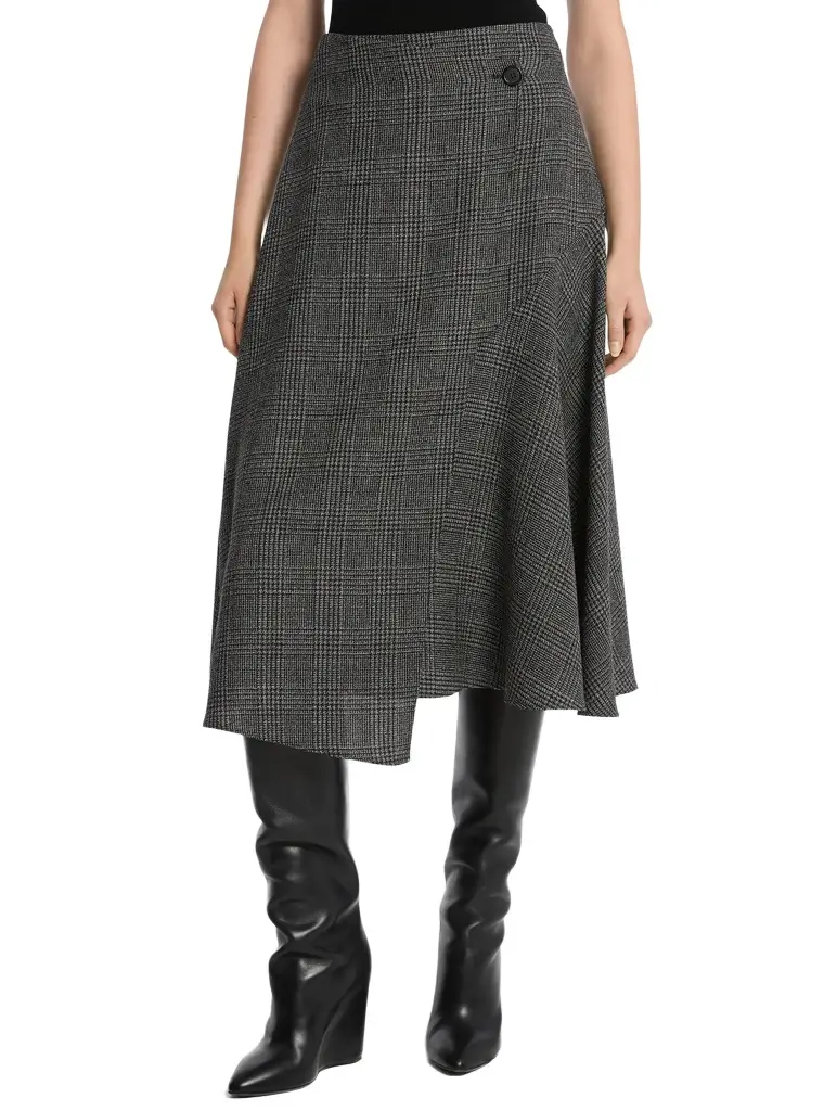 Michael Kors Collection Draped Glen Plaid Wool Wrap Skirt | Image 1 Michael Kors Collection Draped Glen Plaid Wool Wrap Skirt | Image 1